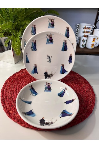 6 Parça Frozen Karlar Ülkesi Çocuk Yemek Takımı Beslenme Seti Çok Renkli