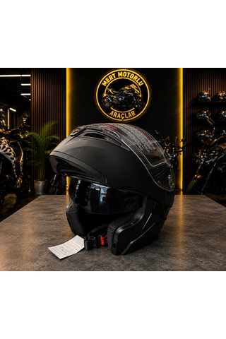 Jk 902 Matt Black Çene Açılır Motosiklet Kaskı Mat Siyah