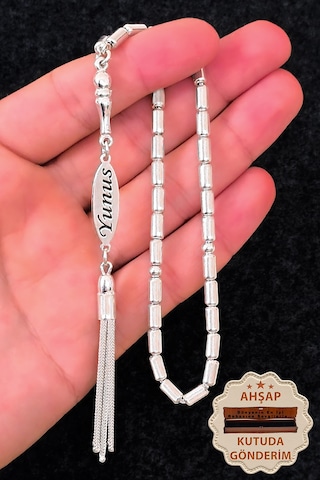 İsimli Gümüş Tesbih Kapsül Kesim Kişiye Özel İsim Yazılı Gümüş Tesbih 925 Ayar St384 Beyaz