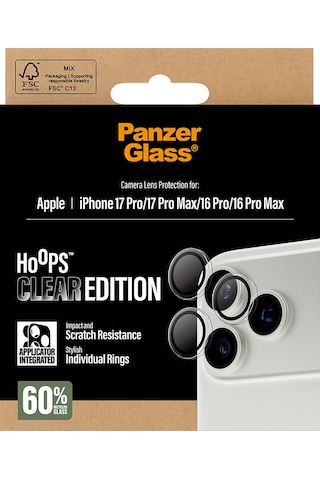Panzerglass Hoops Apple Uyumlu iPhone 17 Pro Max 16 Transparent Kamera Lens Koruyucu