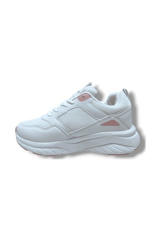Queen Step 2110-25 Deri Anorak Anatomik Kadın Sneaker Beyaz Pembe Beyaz
