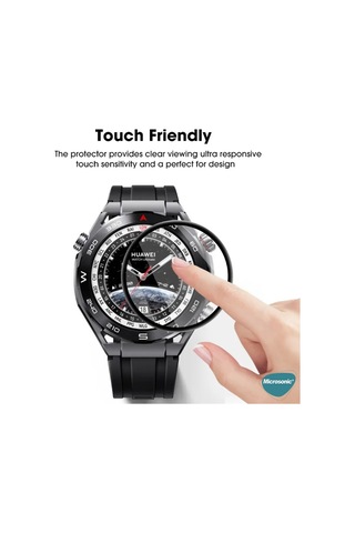 Microsonic Huawei Watch Ultimate Tam Kaplayan Nano Cam Ekran Koruyucu Siyah
