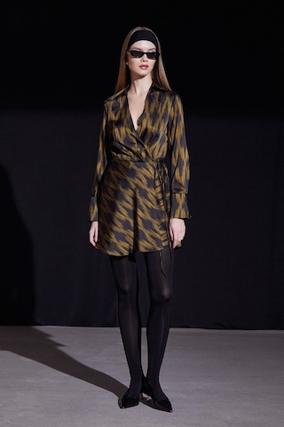 Rambi Bağlamalı Kruvaze Elbise Siyah Siyah