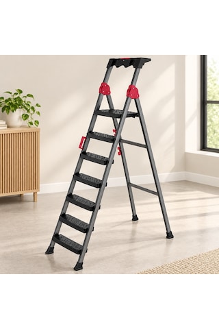 6+1 Basamaklı Metal Merdiven 150 Kg Taşıma