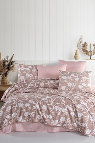 As Perde Cotton Life Çift Kişilik Pike Takımı Stella Gül Kurusu