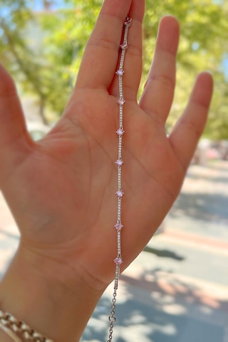 Gümüş Açık Pembe Taşlı Su Yolu Bileklik Hs25h32 Diğer