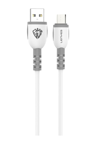 Lenyes Lc979 Usb-a To Micro Hızlı Şarj Özellikli Data Ve Şarj Kablosu 2.4a 1m Beyaz Beyaz