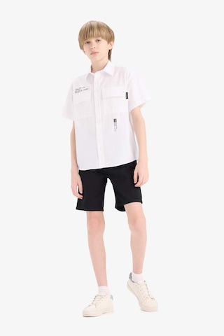 DeFacto Erkek Çocuk Oversize Geniş Kalıp Polo Yaka Baskılı Poplin Kısa Kollu Gömlek E5034A825SMWT34