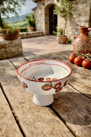 Pomodori Domates Desenli Seramik Meyvelik 20 Cm Çok Renk