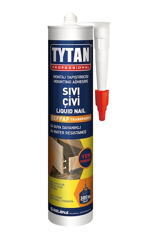 Tytan Montaj Yapıştırıcı Sıvı Çivi 390 Gr Su Geçirmez Mutfak Banyo Ahşap Dolap Beton Fayans Mermer