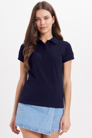 Tudors Kadın Slim Fit Dar Kesim %100 Pamuk Polo Yaka Lacivert Pike Tişört -50836