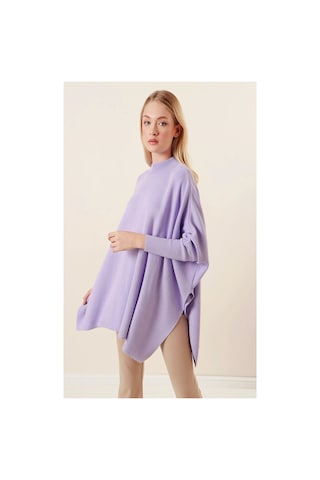 Onno Style Women Düz Triko Standart Panço Lila