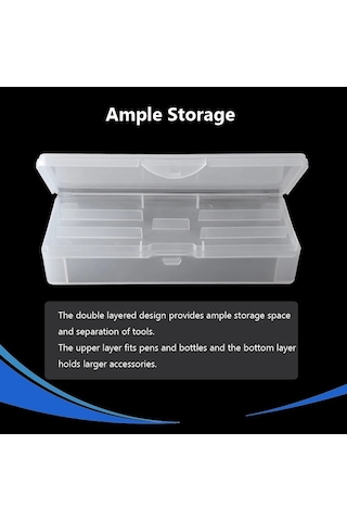 Dikdörtgen Çift Katmanlı Tırnak Sanat Alet Düzenleyici Saklama Kutusu Cımbız Makası Kalemler Lehçe Tırnak Fırçaları Plastik Saklama Kutusu