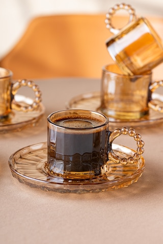 Emsan Muhabbet Amber 6'lı Cam Kahve Fincanı 100 Ml Amber