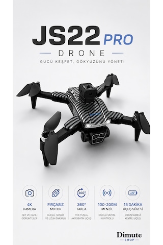 Js22 Pro Drone 4k Kameralı Fırçasız Motorlu Çift Lens Korumalı 360 Takla Drone