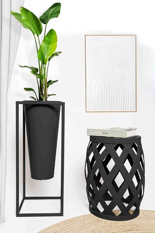 The Mia Prizma Vazo & Saksı Siyah 70x30x30 Cm