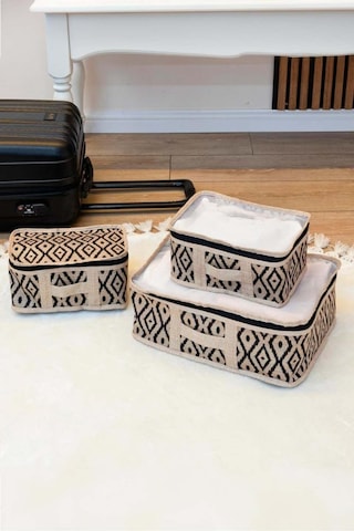 Bohe 3'lü Bavul İçi Seyahat Çantası Desenli