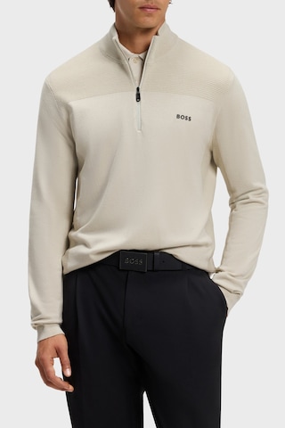 Boss Yün Karışımlı Yarım Fermuarlı Dik Yaka Kazak Erkek Kazak 50547898 272 Bej