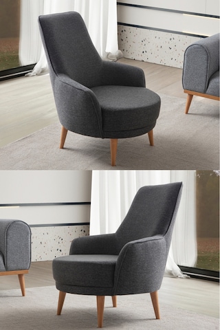 Rebull Keten Berjer Antrasit Tekli Koltuk Siyah