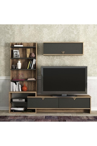 Dekorister Exclusive Pırıl Tv Ünitesi Ceviz-Antrasit