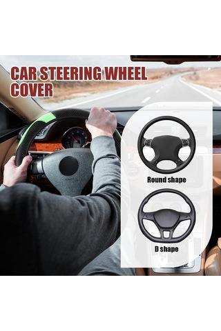 Yifomall 38cm Yeşil Karbon Fiber Direksiyon Kılıfı - Soluk, Nefes Alıcı, Kayma Engellli, Dayanıklı Deri - Daire/d Tipi Uyumlu Yeşil