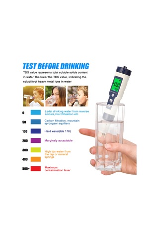 Springsun 5'i 1 Arada Dijital Su Analiz Cihazı: Ph/ec/tds/tuzluluk/sıcaklık Ölçüm