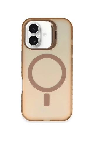 Newface Apple Uyumlu iPhone 16 Plus Kılıf Primera Magsafe Standlı Kapak - Gold Altın