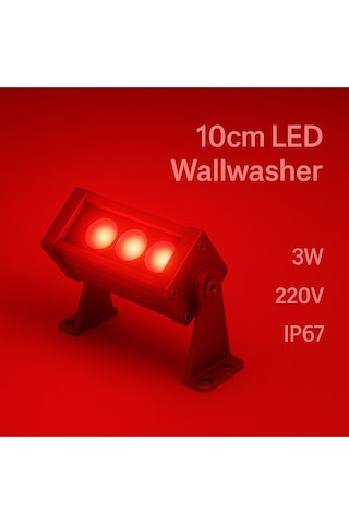 10cm 3w Led Wallwasher Kırmızı Dış Cephe, Minare, Bahçe Aydınlatma Iç-dış Kullanım Ip65 Kırmızı