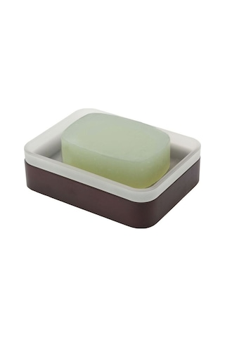 Buççin Online Mağaza Sabunluk Buz Desenli 12x8x3cm Banyo Seti Cam Kahverengi Çok Renkli