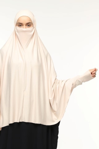 Altobeh Kollu Sufle Çarşaf Üstü Peçeli Pratik Tesettür Hijab - Nikaplı Namaz Örtüsü Toz Pudra