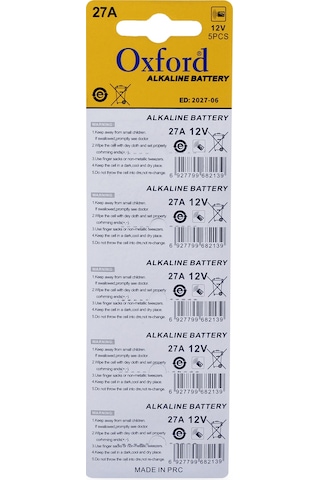 Oxford 27A MN27 V27A V27GA 12 Volt Alkalin Pil 5’li Paket