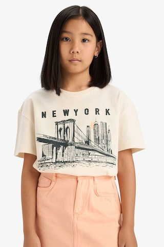 DeFacto Kız Çocuk Relax Fit Bisiklet Yaka Baskılı Kısa Kollu Tişört E0355A825SMER233 Ekru