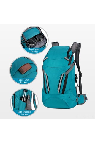 Jeehugo Suluğa Dayanıklı Nilon Outdoor Çanta - İçine Katlanabilir, Hafif, Yürüyüş Ve Dağcılık İçin Siyah Çift Omuzlu Sırt Çantası Siyah