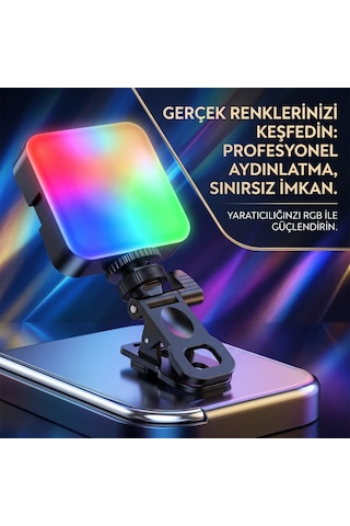 Rgb Led Panel - Hareketli Klipsli, Şarj Edilebilir Taşınabilir Işık, Canlı Yayın Ve Vlog İçin İdeal