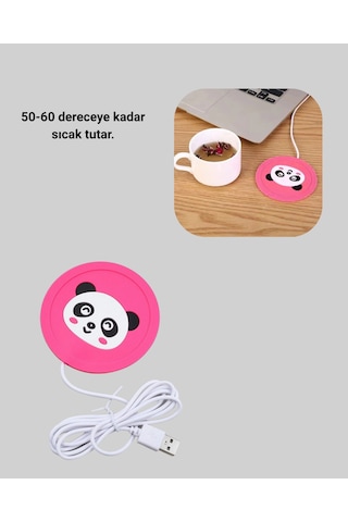 Usb Kablolu Silikon Bardak Isıtıcısı Sevimli Hayvan Figürlü 50-60 Sıcak Tutma Çok Renkli