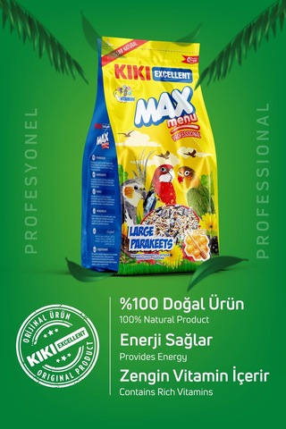 KIKI Excellent Kuş Max Menu Large Parakeets Büyük Pareket Yemi 500 Gr. KB306