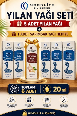 Moonlıfe Yılan Yağı 20 Ml 5 Adet + Sarımsak Yağı Hediye 100 ML