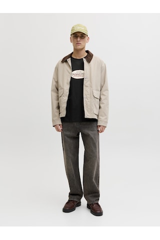 Jack & Jones Erkek Gögüs Logo Baskili Tisört - Catskills - 12297891 Siyah
