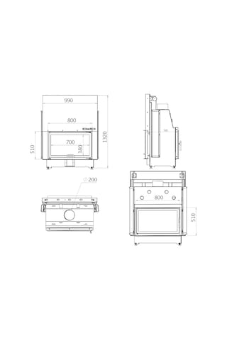 Echa Tech Asansörlü Tünel Çelik Şömine Haznesi 80 X 51 Çift Yüzlü