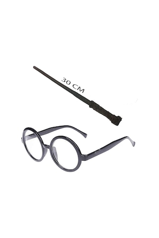 Harry Potter Asası 30 Cm Ve Siyah Çerçeveli Harry Potter Gözlüğü Seti Çok Renkli