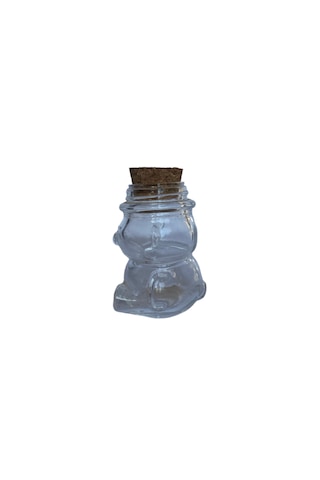 Ayı Cam Şişe - Mantar Tıpalı Ayı Şeklinde Cam Şişe - 35 Ml 5 Adet