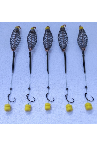 5 Adet Hamur Yaylı Sazan Rig Takımı Çift Sarı Esp Mısır'lı