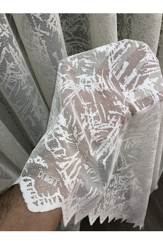 Tül Perde Zigzag Desen Kdk Örme Kumaş 1. Kalite Krem