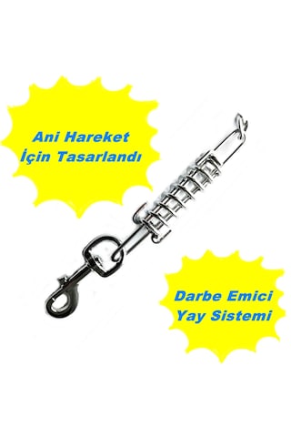 Kuvvetli Büyük Irk İçin Soft Darbe Emici Yaylı Köpek Gezdirme Tasması 4mm-64 Cm Siyah