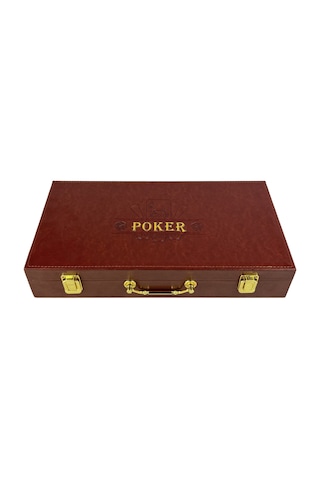 Deri Çantalı Poker Seti 300 Parça Chip Ve 2 İskambil Kağıdı Destesi