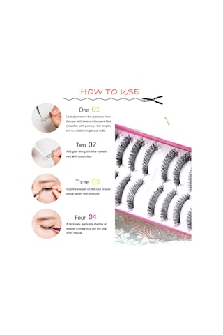 Folinda 10 Çift Fiber Sahte Kirpikler - Göz Kuyruğu Uzunlastirilmis, El Yapimi, Dogal Gorunum, Uzun Sureli Konfor, Hs-8 01 Stili