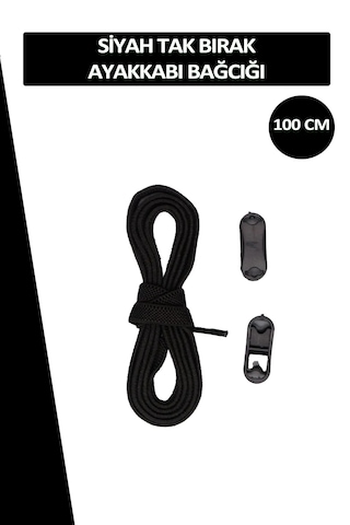 Elastik Siyah Akıllı Bağcık Tak Bırak Ayakkabı Bağcığı 100cm