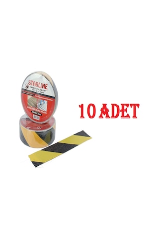 25 Mm*15M Yüksek Tutuşlu Kaydırmaz Bant Sarı-Siyah X 10 Adet