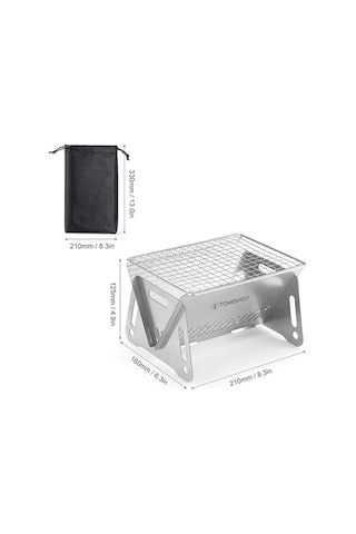 Novahub Kamp Ahşap Yakıtlı Ocak Izgara Tabağı İle Dış Mekan Taşınabilir Katlanabilir Paslanmaz Çelik Sırt Çantası Pişirme Ocağı Gümüş Gümüş