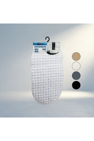 Renkli Vantuzlu Kaydırmaz Banyo Paspası Oval Top Desenli 34x65cm 21 x 21